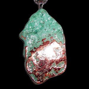 Handmade Splash Copper Pendant on Sterling Silver Bail Free 24" Chain! G1B